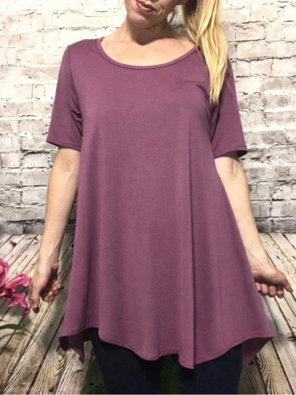 NWT Plum Shark Bite Tunic